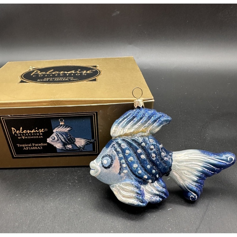 KURT ADLER POLONAISE TROPICAL PARADISE FISH ORNAMENT AP 1688A3 4.5" BLUE